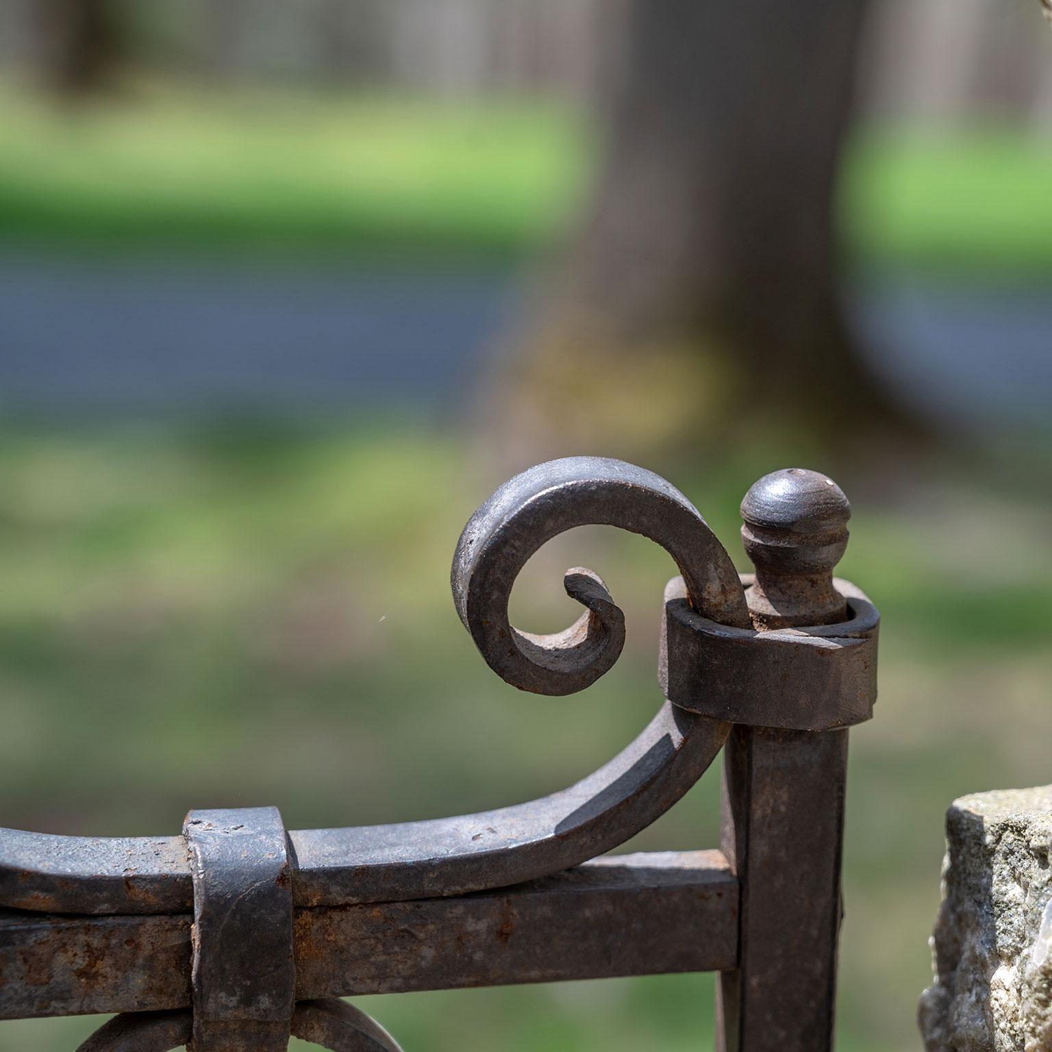 Pair of Black Wrought-Iron Gates  In Good Condition In Katonah, NY