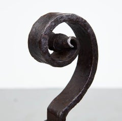 A Pair of Blacksmith-Made Scrollwork Andirons