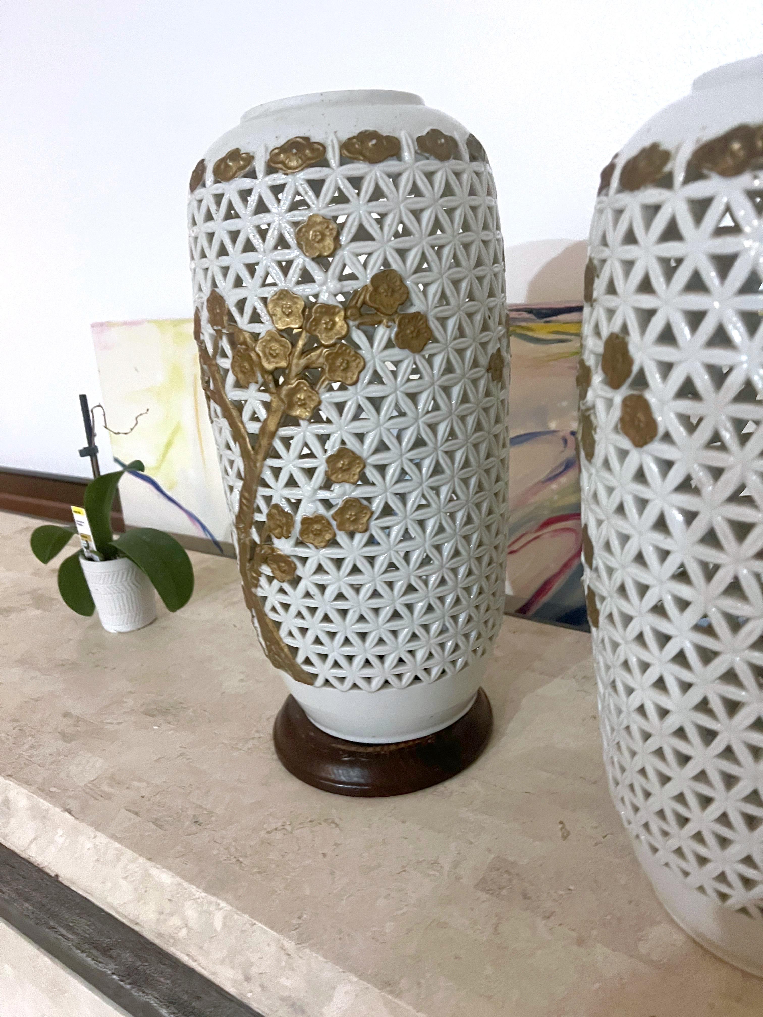 Ceramic Pair of Blanc De Chine Chinese Porcelain Vases