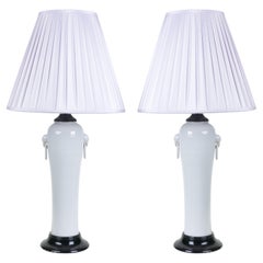 A Pair of Blanc de Chine Porcelain Table Lamps