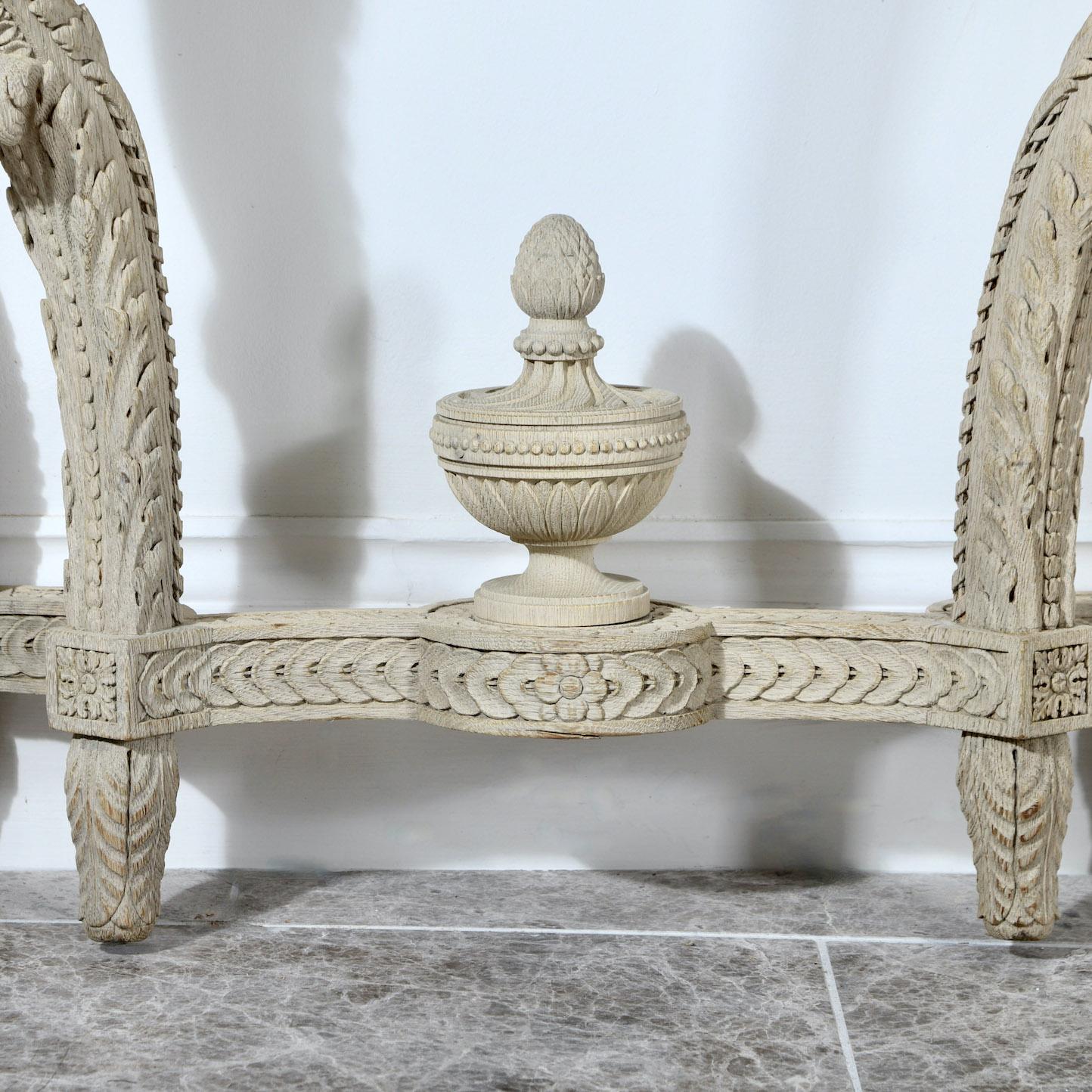 French Pair of Bleached Oak Console Tables