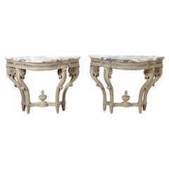 Pair of Bleached Oak Console Tables