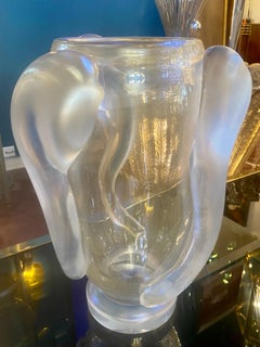 Paire de vases en verre soufflé de Murano avec inclusion d'or