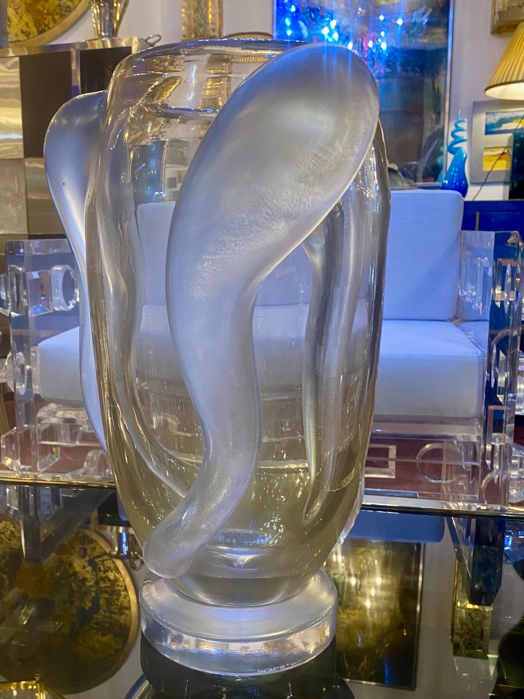 Mid-Century moderno Coppia di vasi in vetro soffiato di Murano con inclusione d'oro in vendita