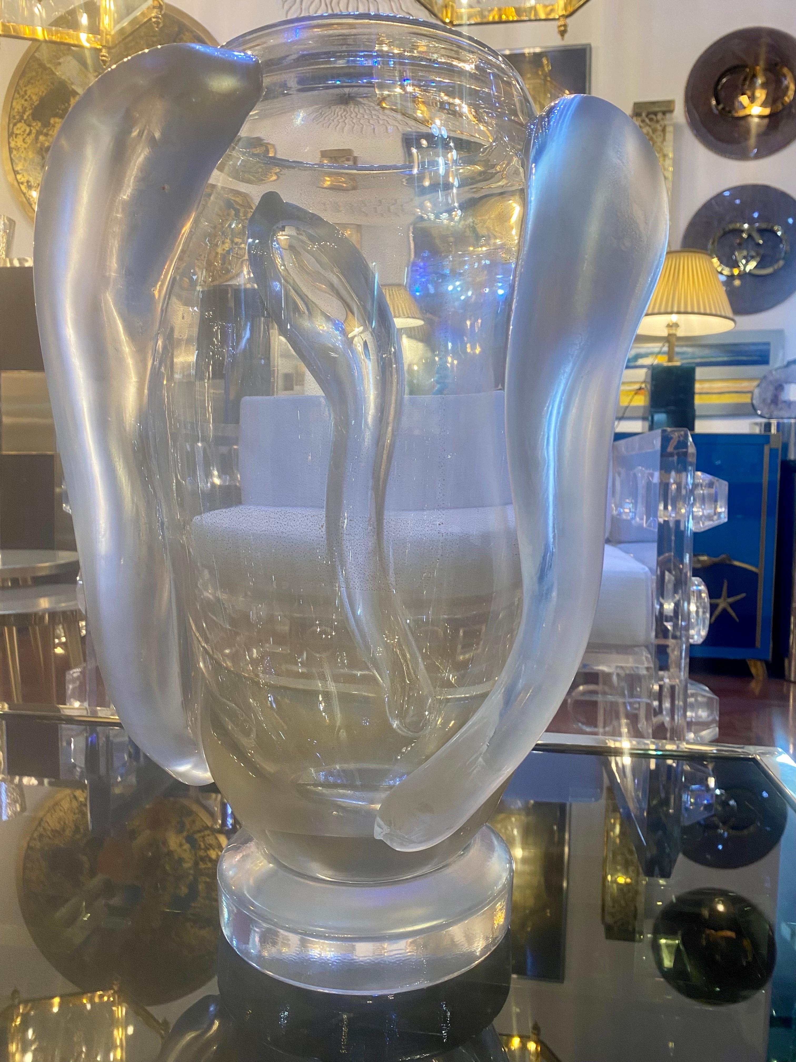 XX secolo Coppia di vasi in vetro soffiato di Murano con inclusione d'oro in vendita