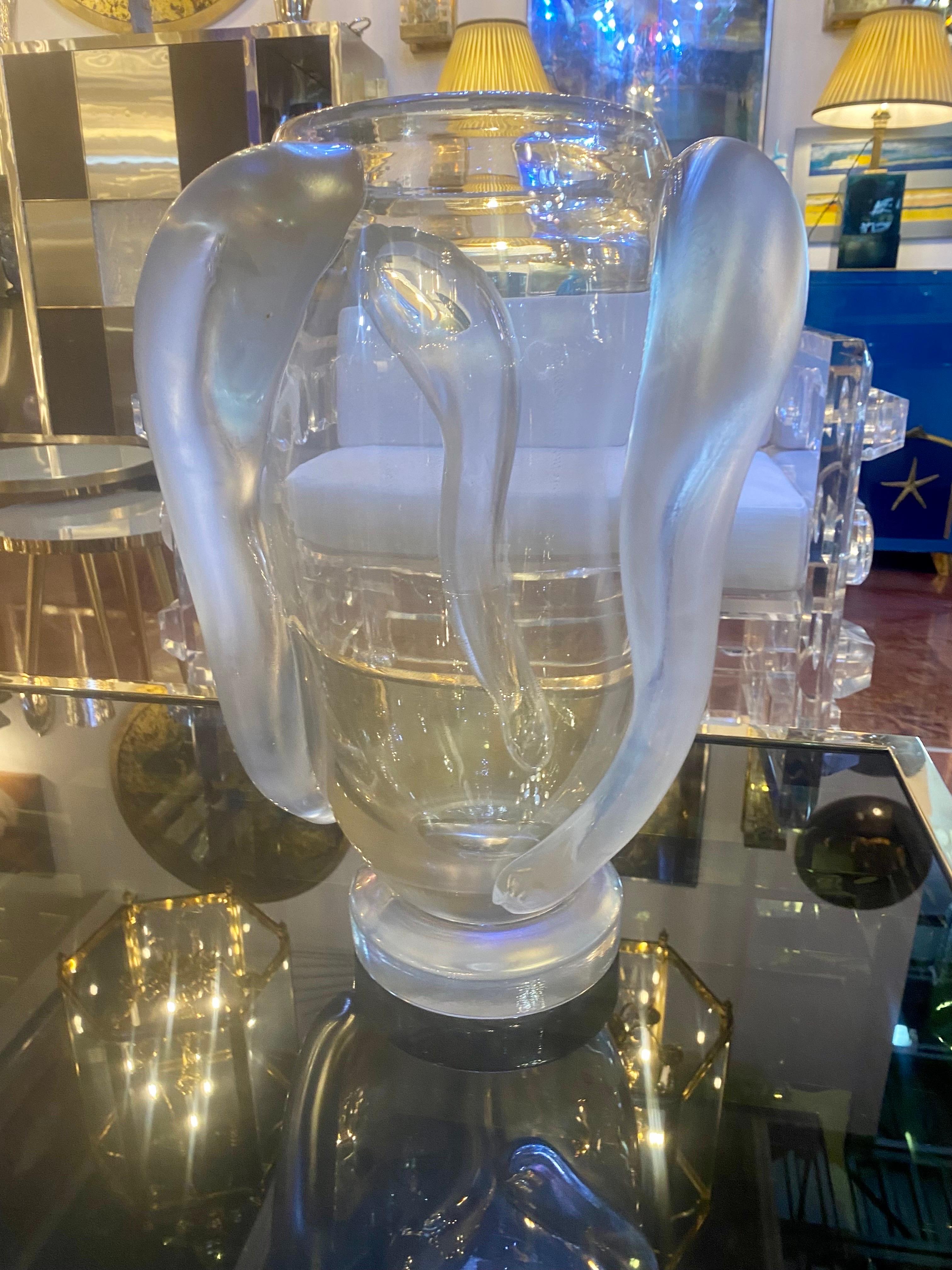 Vetro soffiato Coppia di vasi in vetro soffiato di Murano con inclusione d'oro in vendita