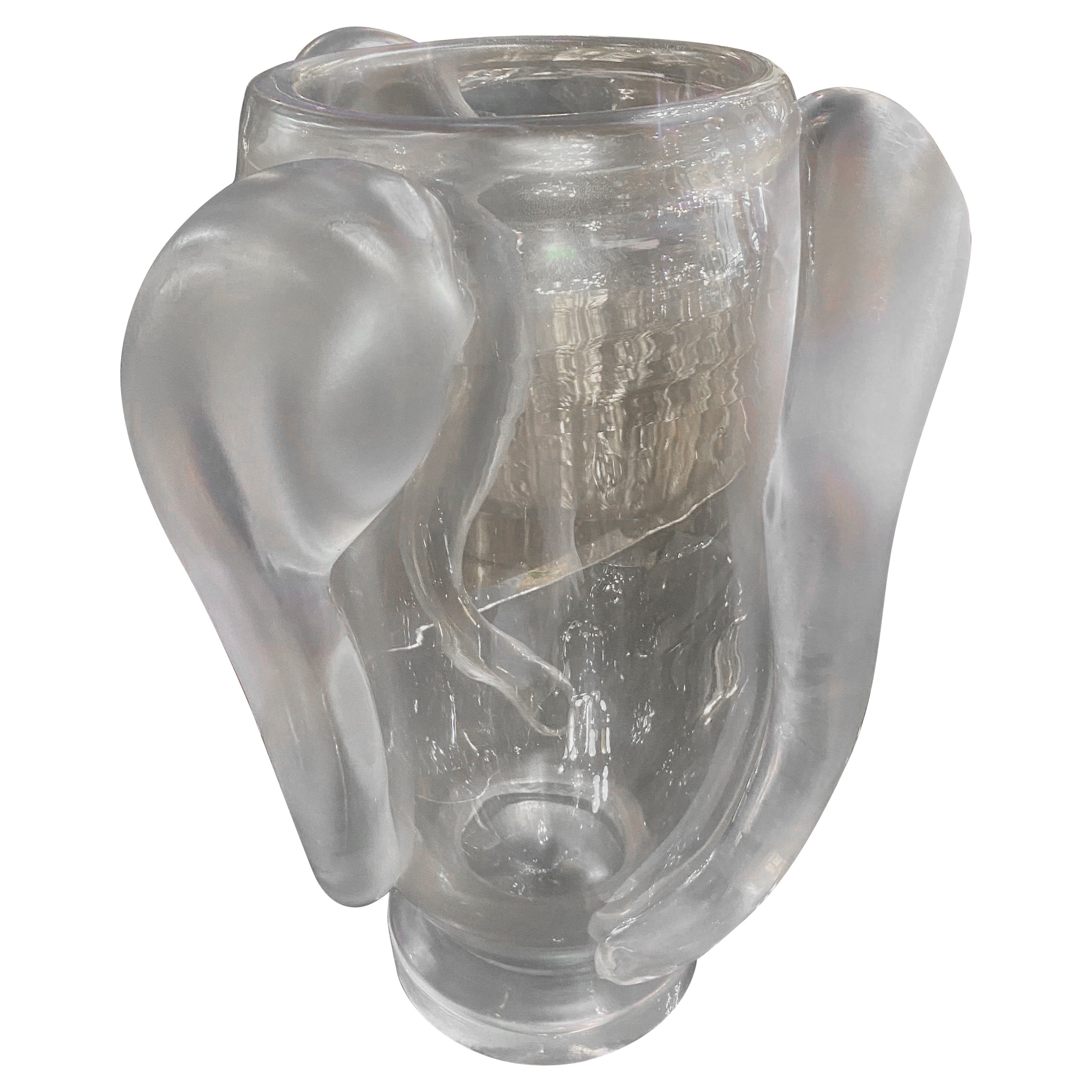 A Pair of Blown Glass Murano Vases with Gold Inclusion