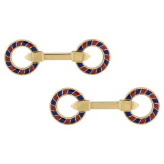 A Pair Of Blue And Red Enamel Cufflinks