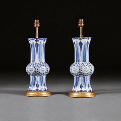 Pair of Blue and White Delft Vases as Lamps