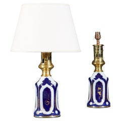Antique Pair of Blue and White Lamps