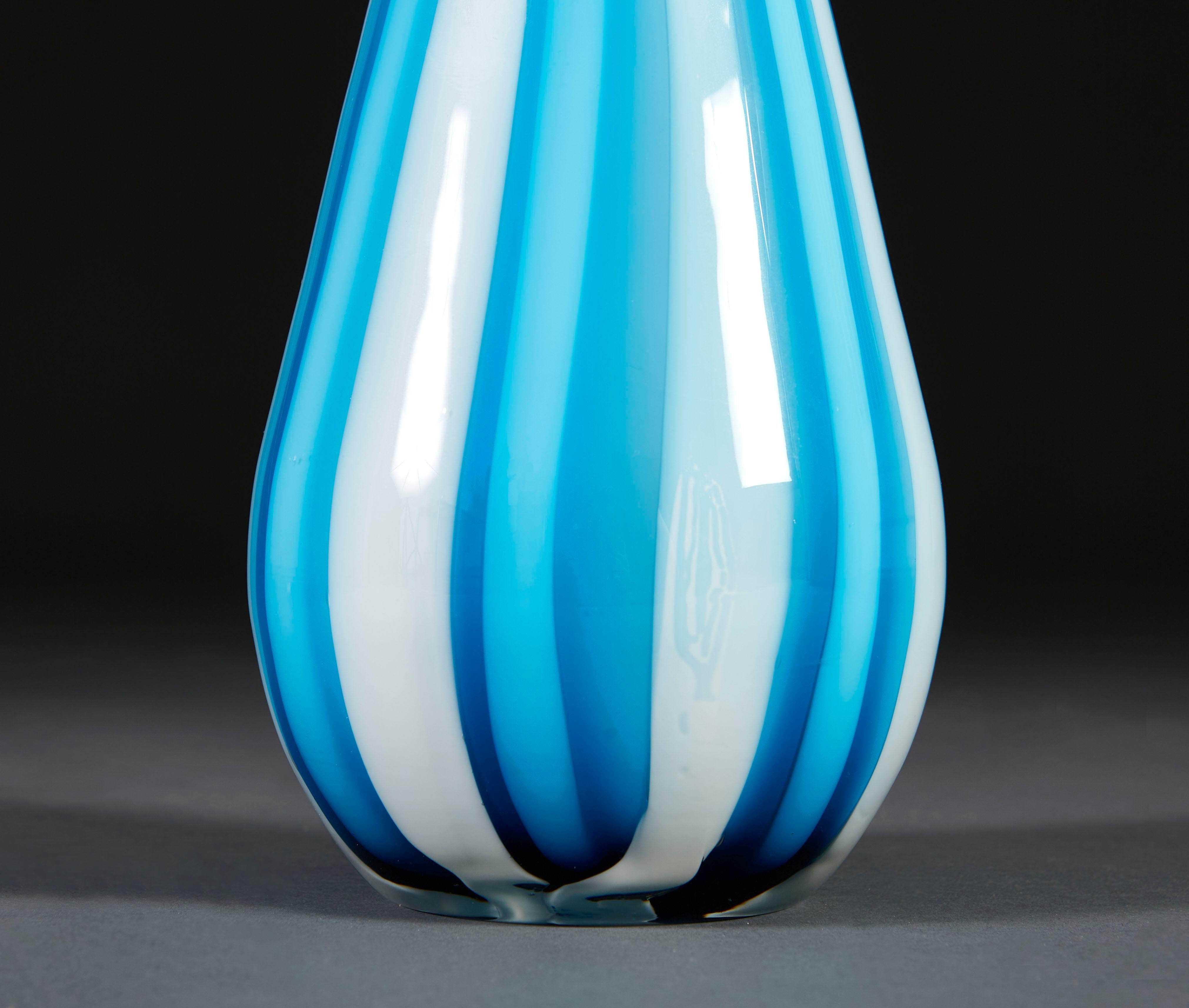 Pair of Blue and White Murano Glass Lamps In Good Condition In London, GB