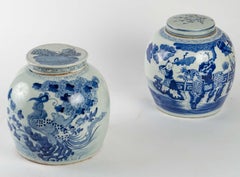 Pair of Blue and White Porcelain Ginger Pots