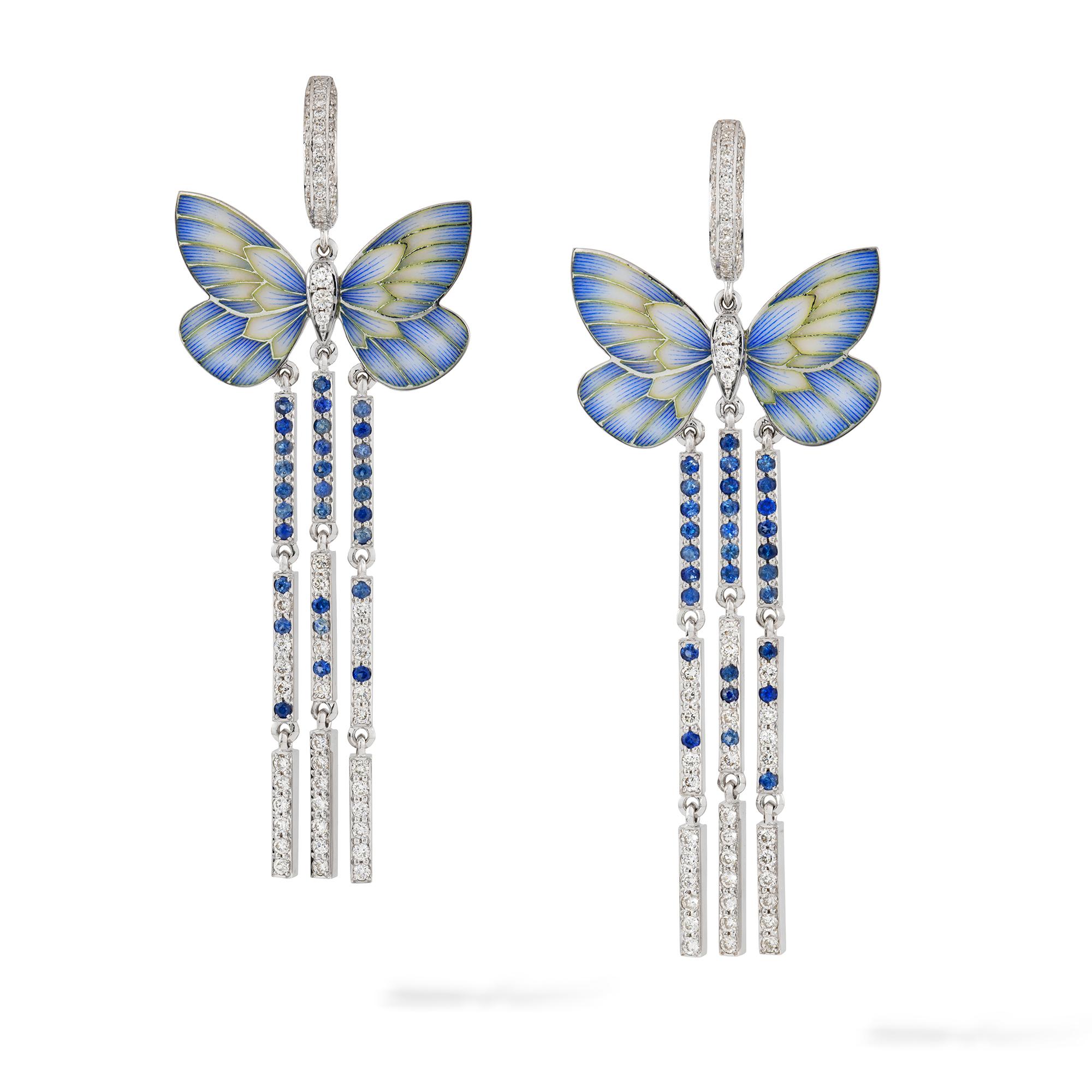 Ein Paar blaue Schmetterlingsohrringe von Ilgiz F (Zeitgenössisch)