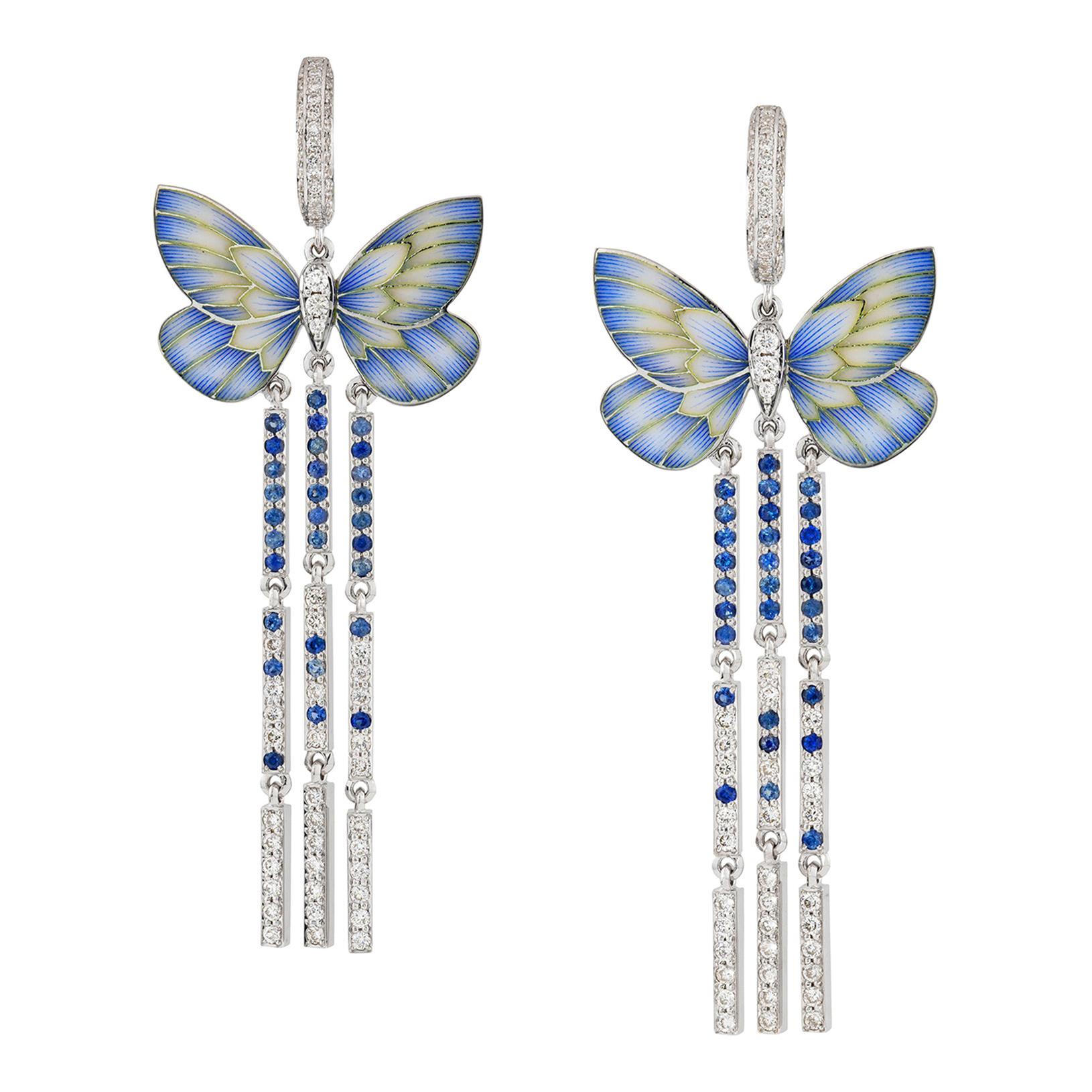 A Pair of Blue Butterfly Earrings by Ilgiz F