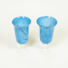 A Pair of Blue Glass Candle Photophores