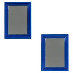 A Pair of Blue Glass Italian Mirrors after Arte Fontana