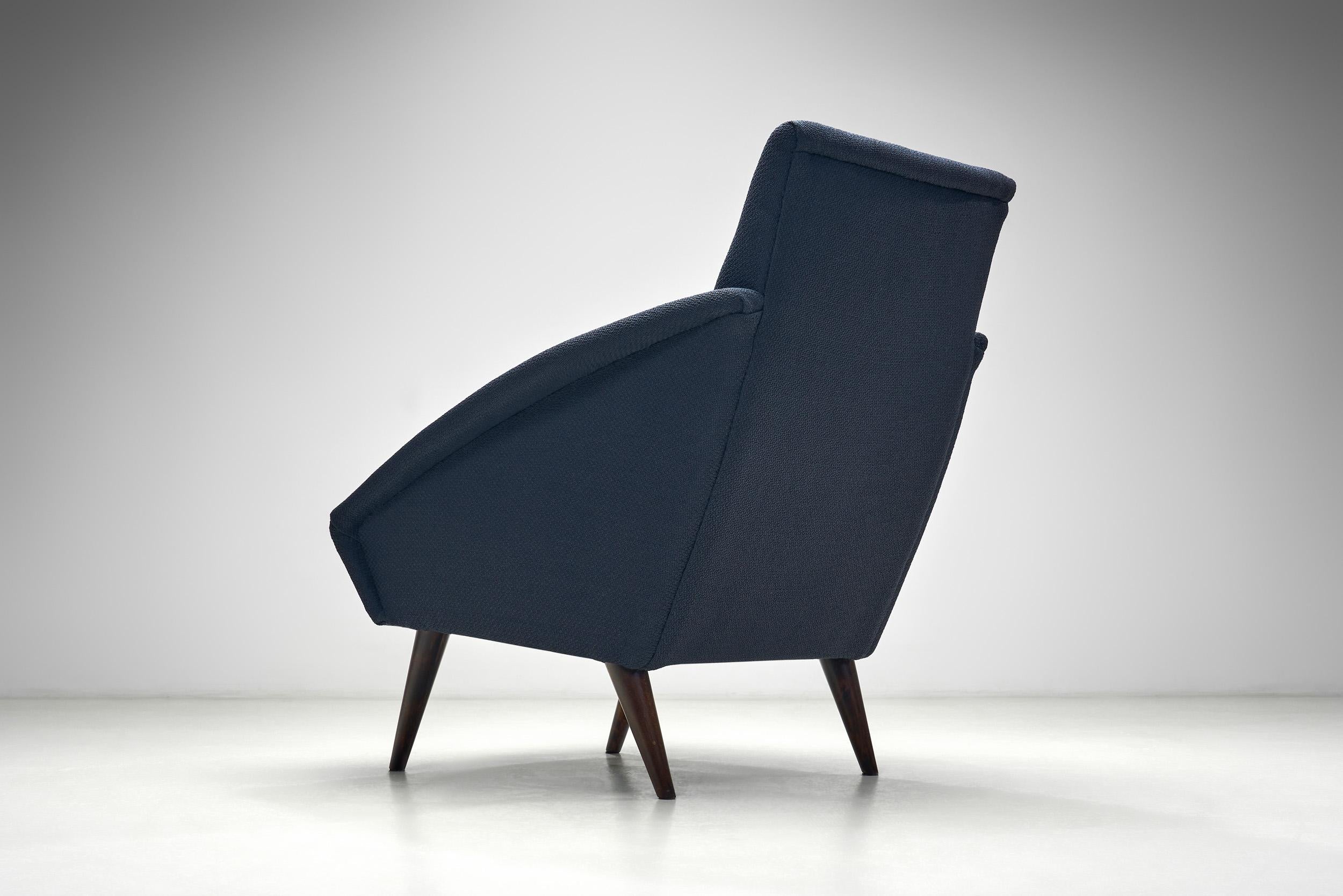 Pareja de sillones azules de mediados de siglo, Europa Años 50 en venta 4