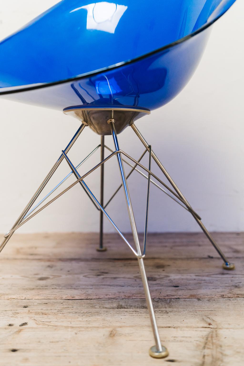 20th Century Pair of Blue Plexi Ero Chairs by Philippe Starck for Kartell For Sale