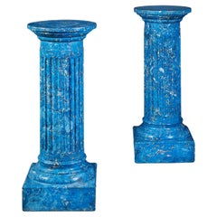 A Pair of Blue Scagliola Columns