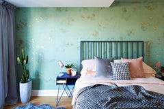 A Pair of Blueberry Steel Robot Bedside Tables / Nightstands