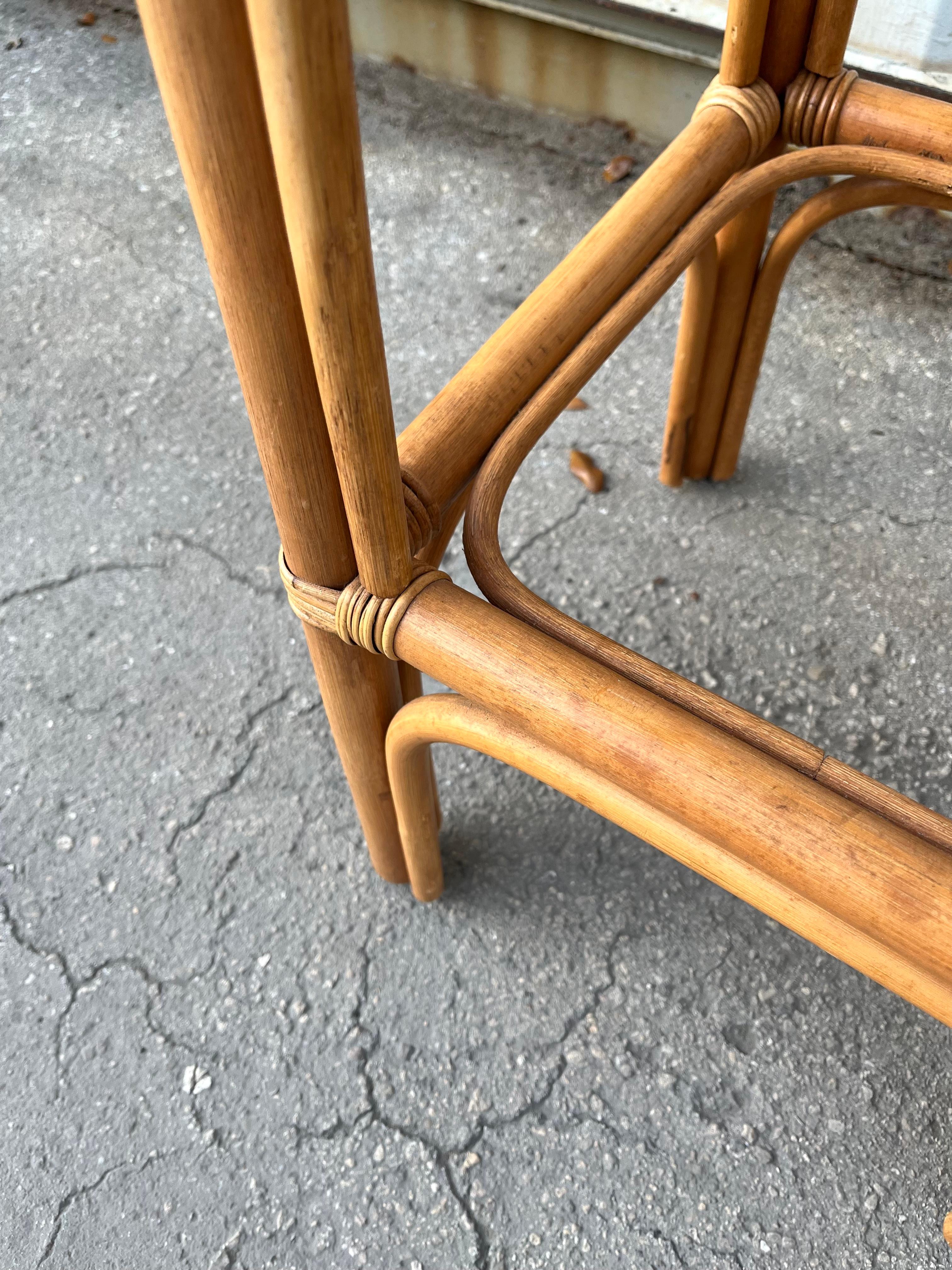 A Pair of Bohemian / Coastal Style Rattan Bar Stools. Circa 1970s For Sale 12