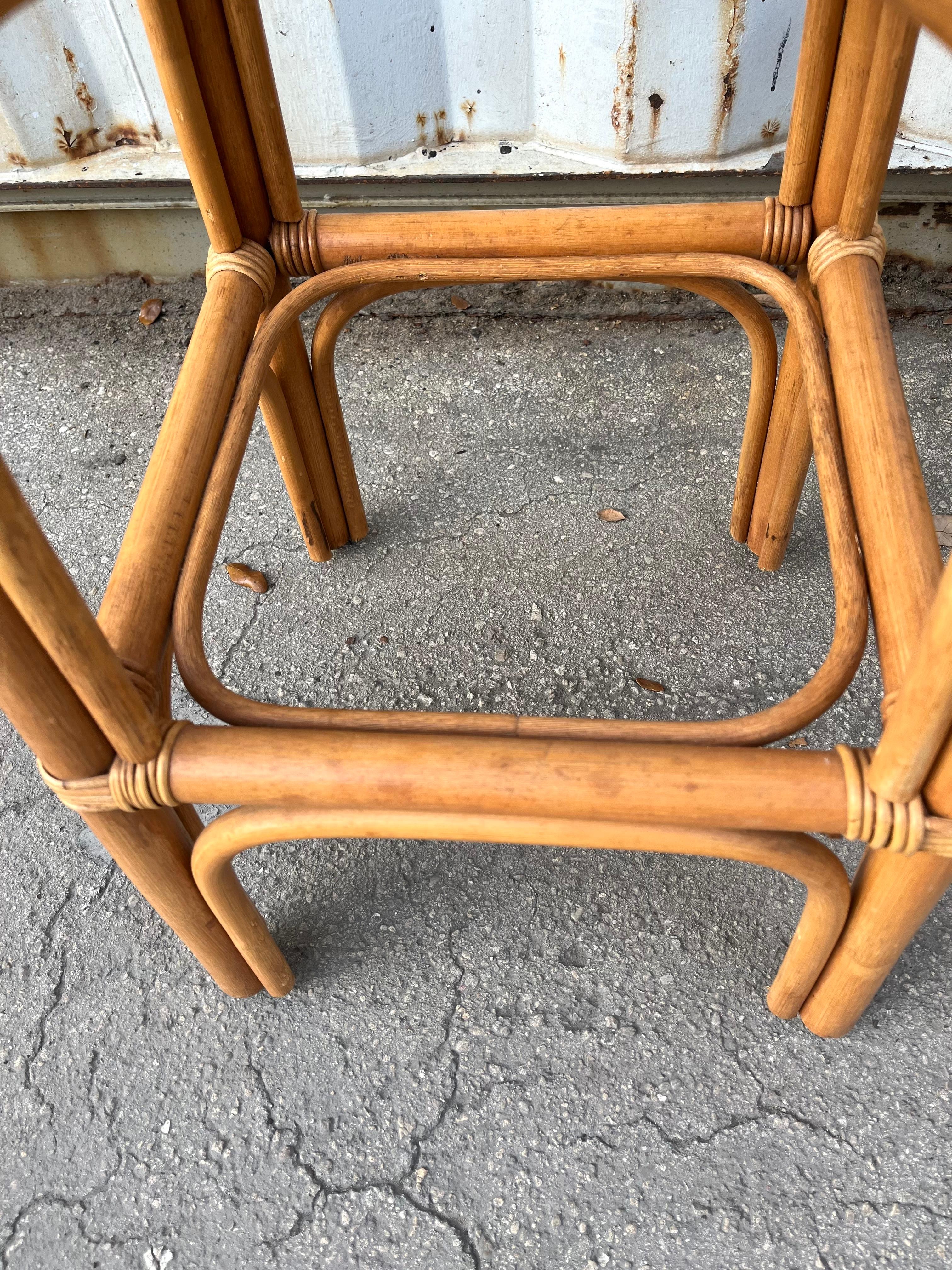 A Pair of Bohemian / Coastal Style Rattan Bar Stools. Circa 1970s For Sale 13