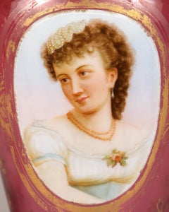 Pair of Bohemian Glass Portrait Vases