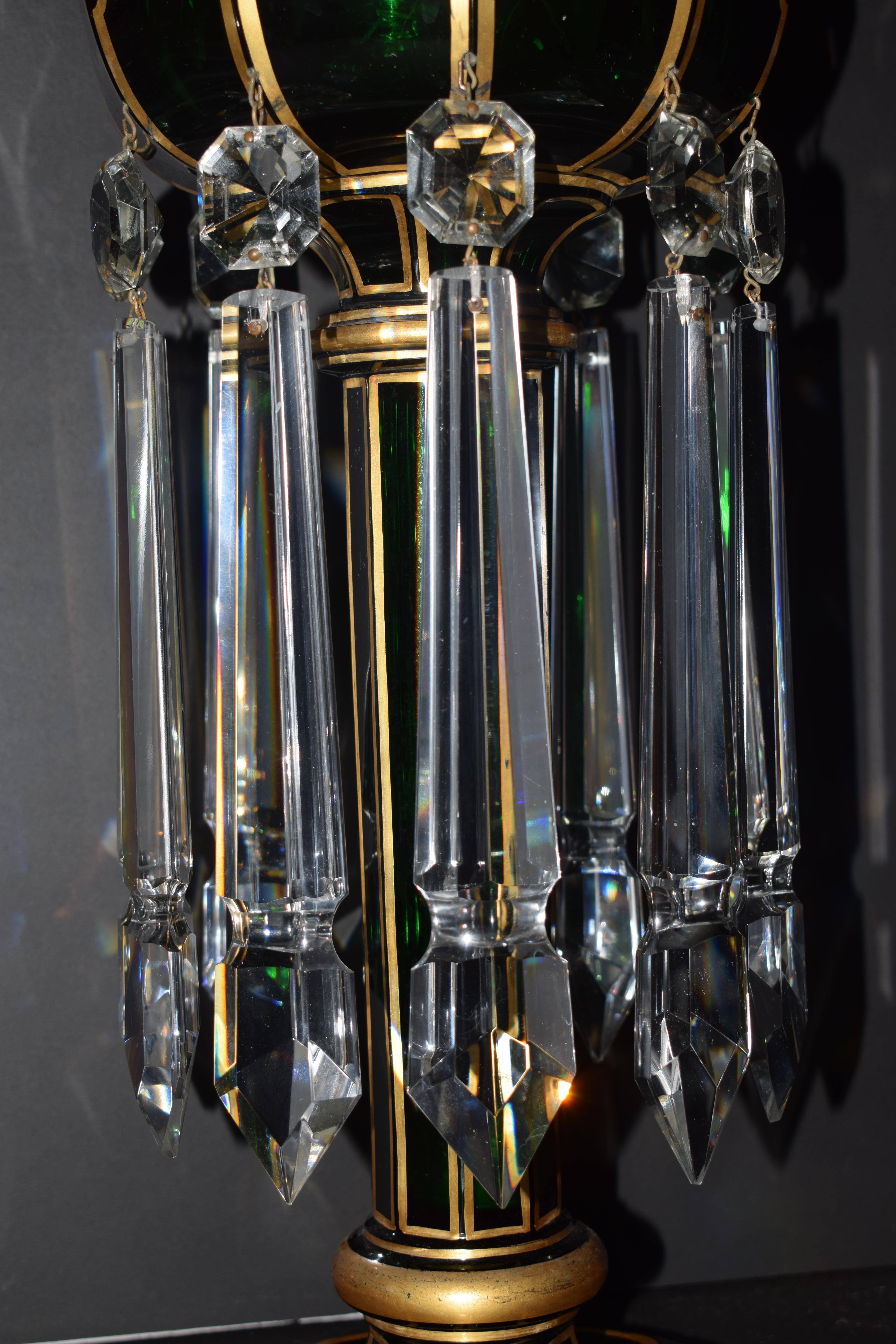 Late 19th Century Pair of Bohemian Glass Lustres For Sale
