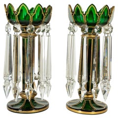 Antique Pair of Bohemian Glass Lustres
