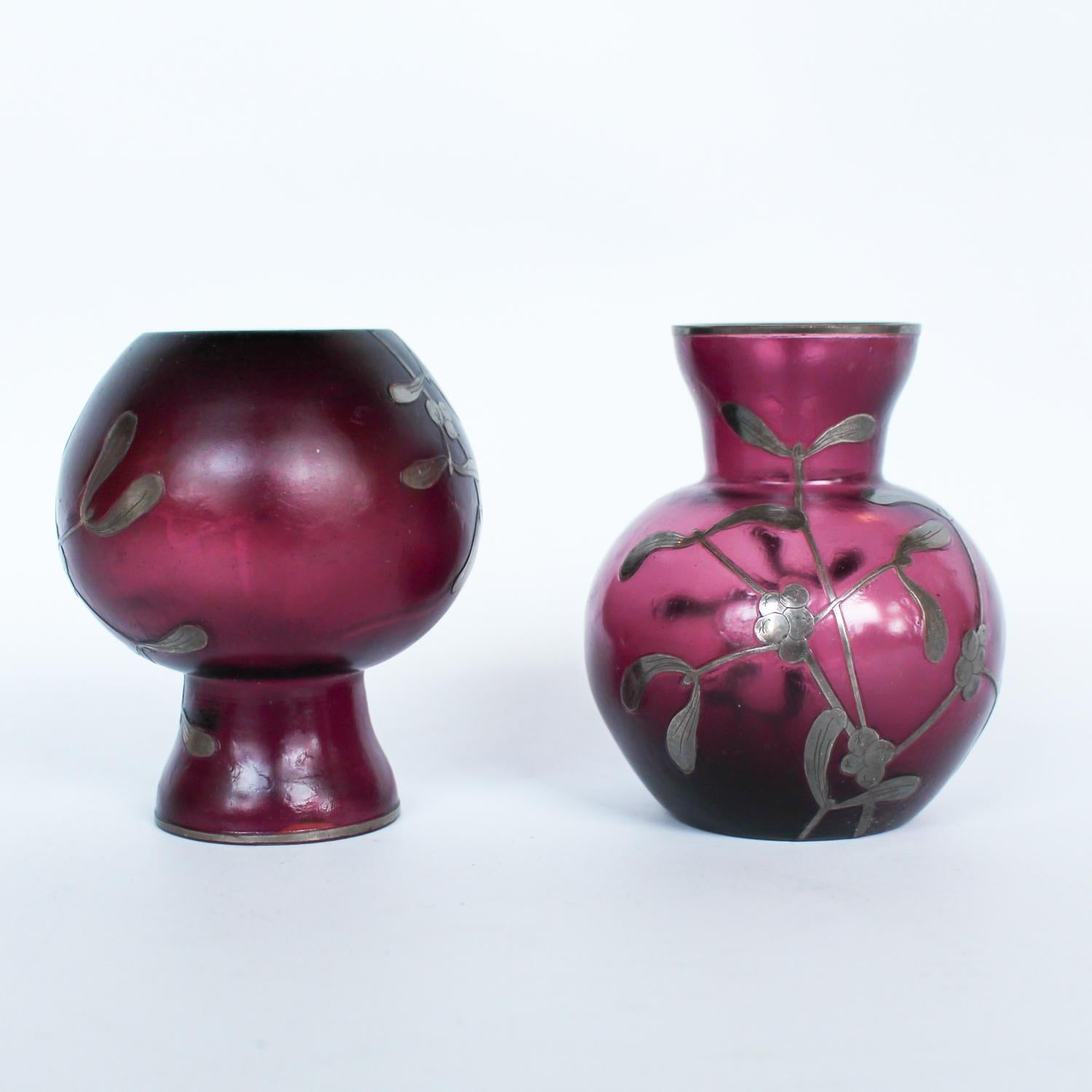 Art Deco Pair of Bohemian Glass Vases