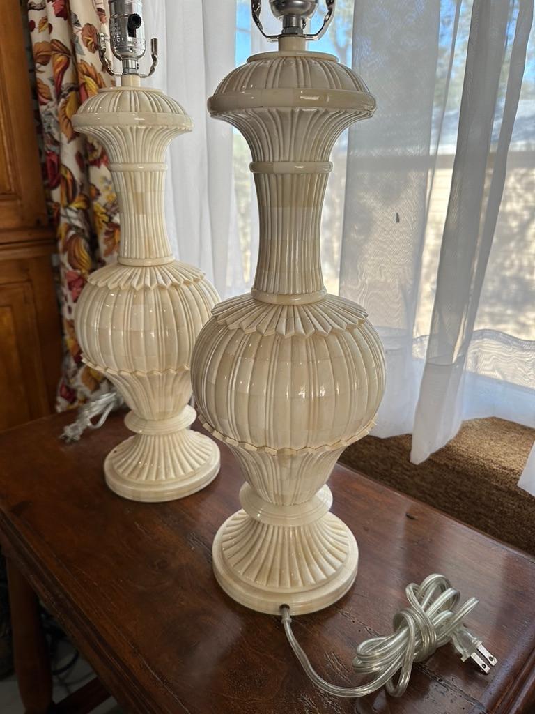 Indian A pair of Bone Inlay Table Lamps