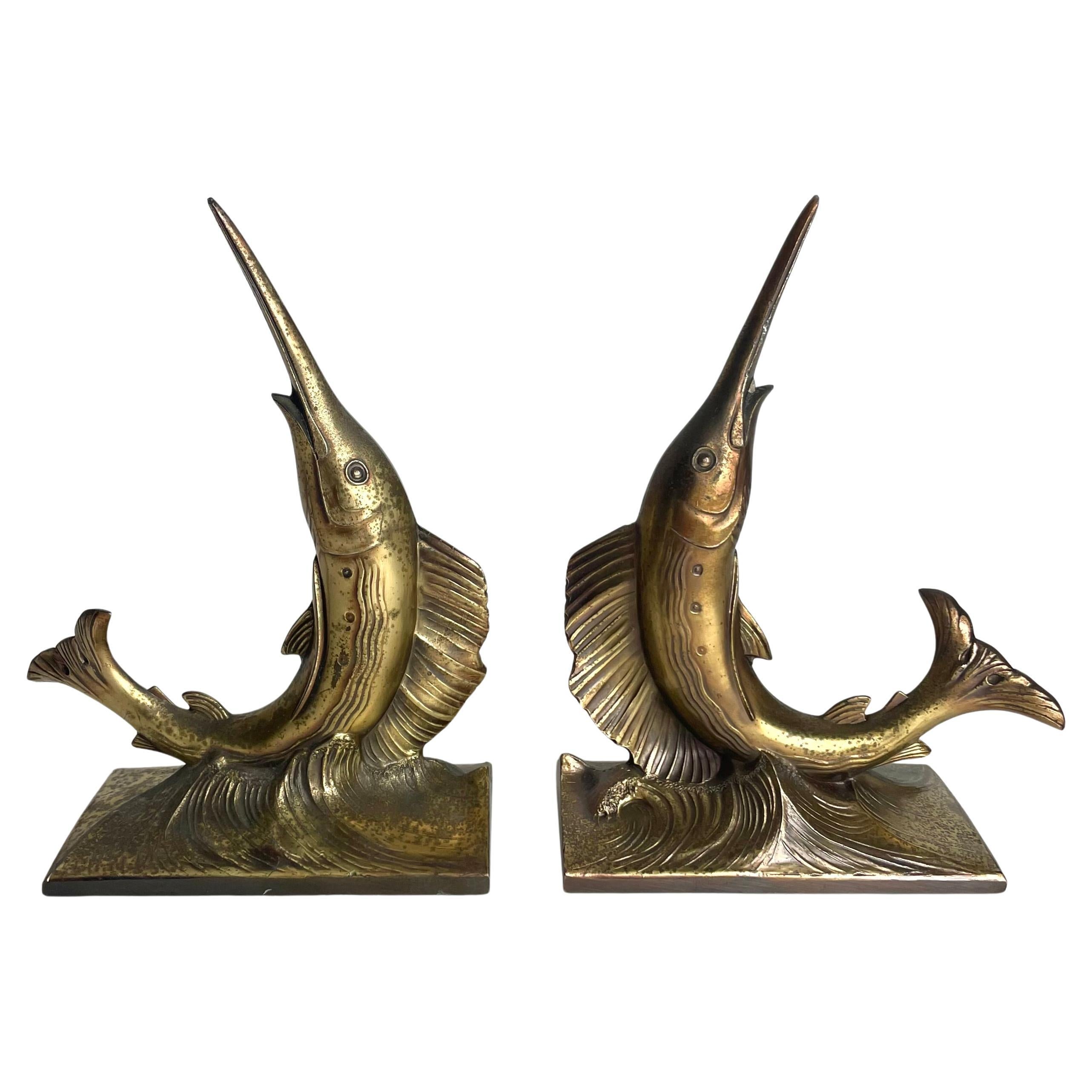 A pair of bookends in the shape of a Swordfish from the 1940s