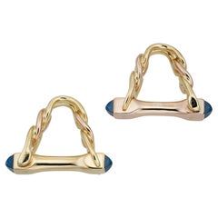 Vintage A Pair Of Boucheron Gold And Sapphire Stirrup Cufflinks