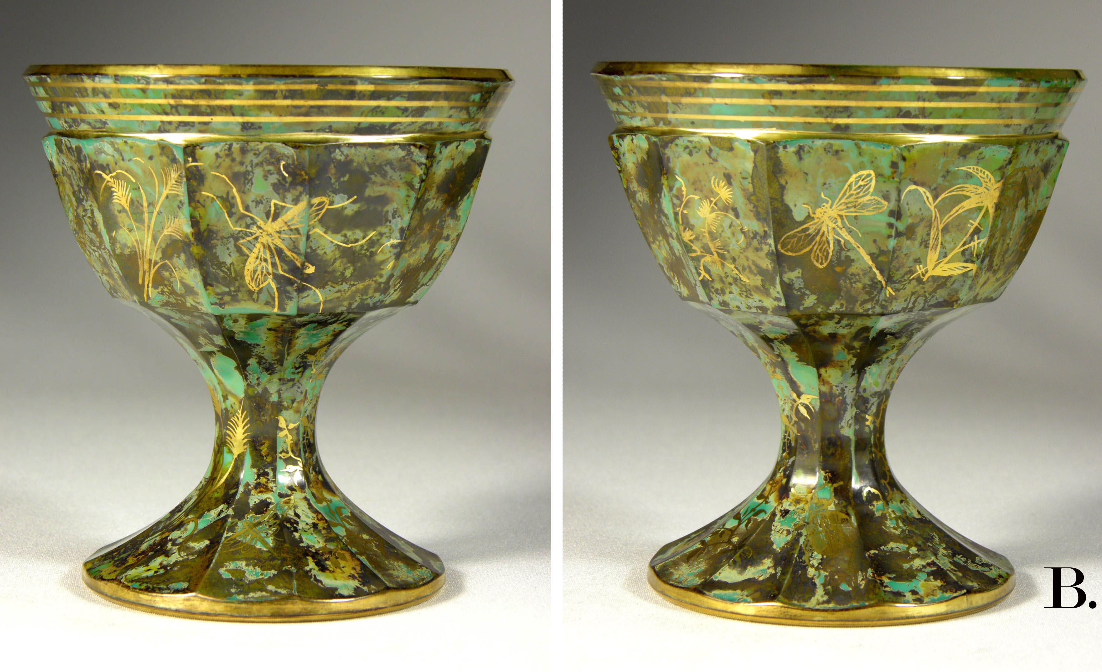 Pair of Bowls with Imitation Semi-Precious Stone Bohemian Glass, 20th Century 4