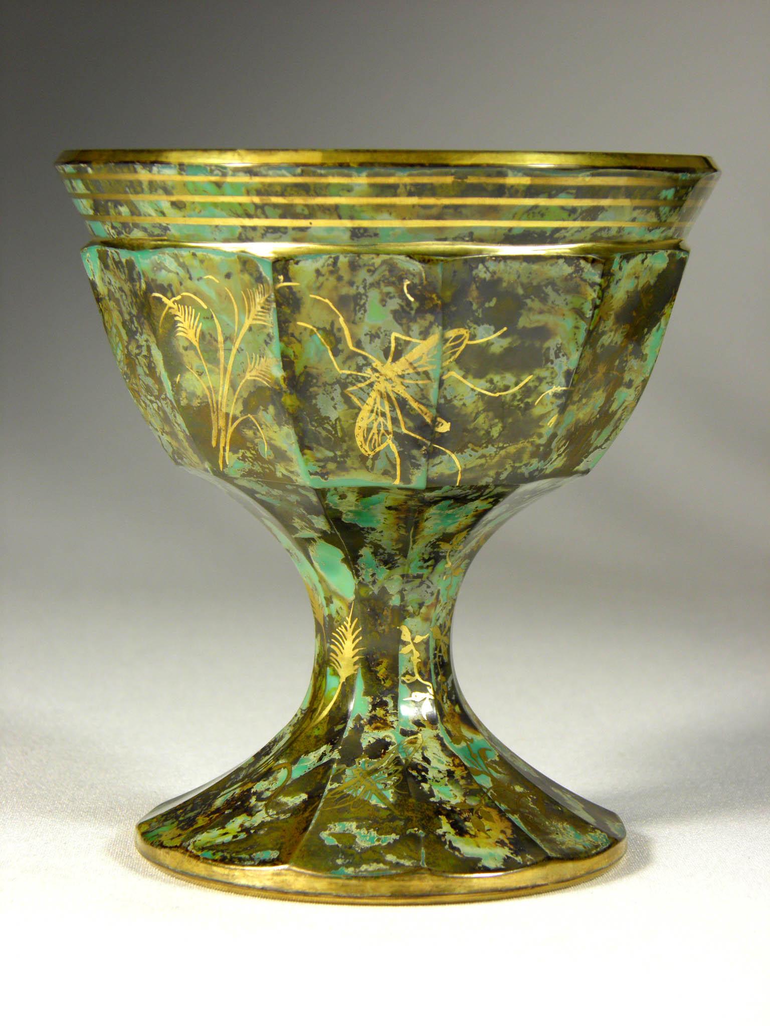 Pair of Bowls with Imitation Semi-Precious Stone Bohemian Glass, 20th Century 1