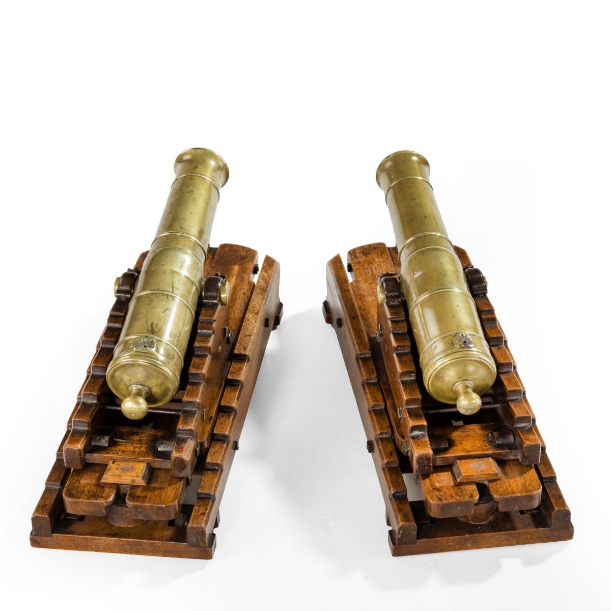 Pair of Brass 19th Century Models of Ship’s 32-Pounder Cannon 2