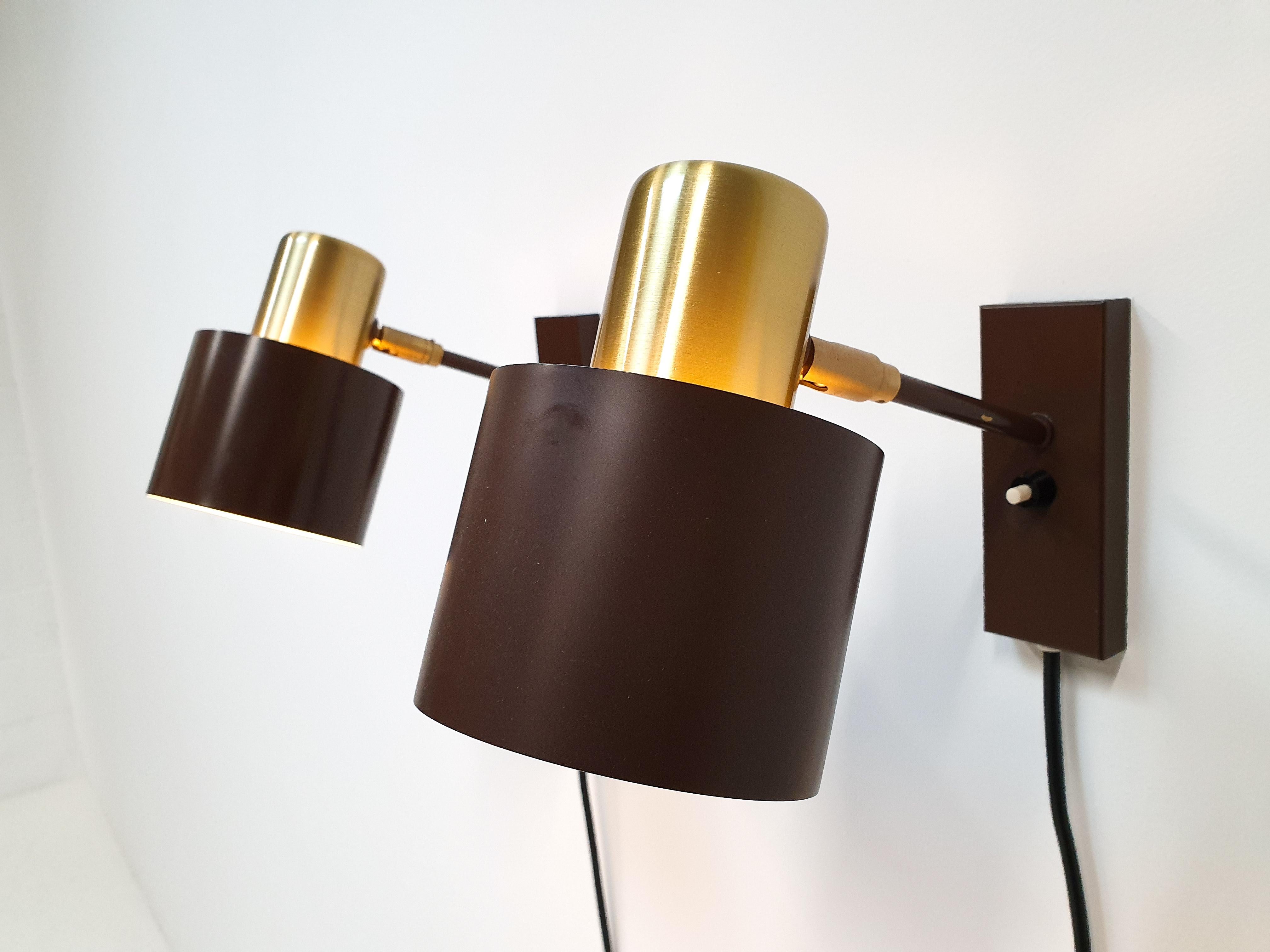 Danish Pair of Brass 'Alfa' Wall Sconces by Jo Hammerborg for Fog & Mørup, 1966