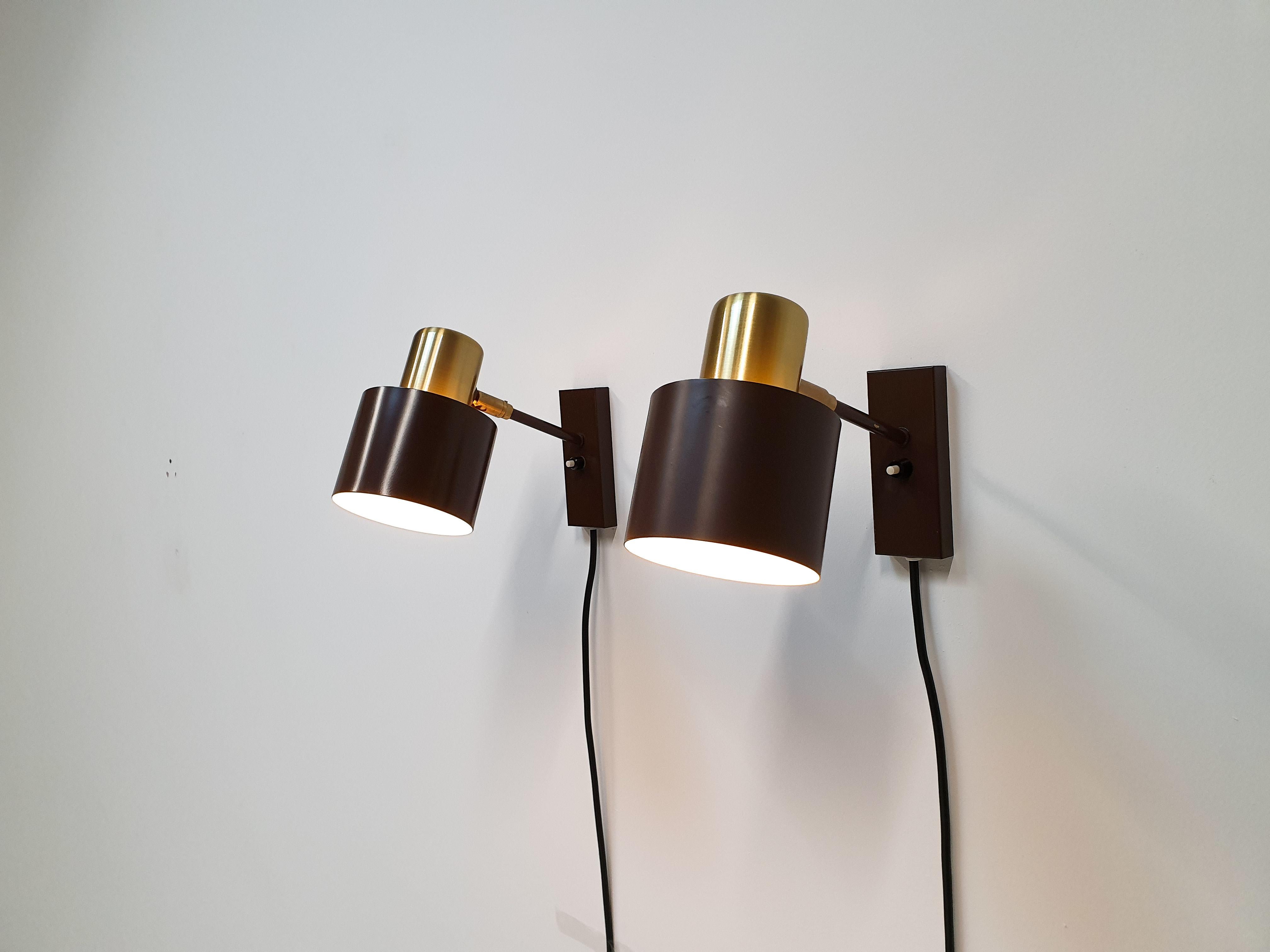 20th Century Pair of Brass 'Alfa' Wall Sconces by Jo Hammerborg for Fog & Mørup, 1966