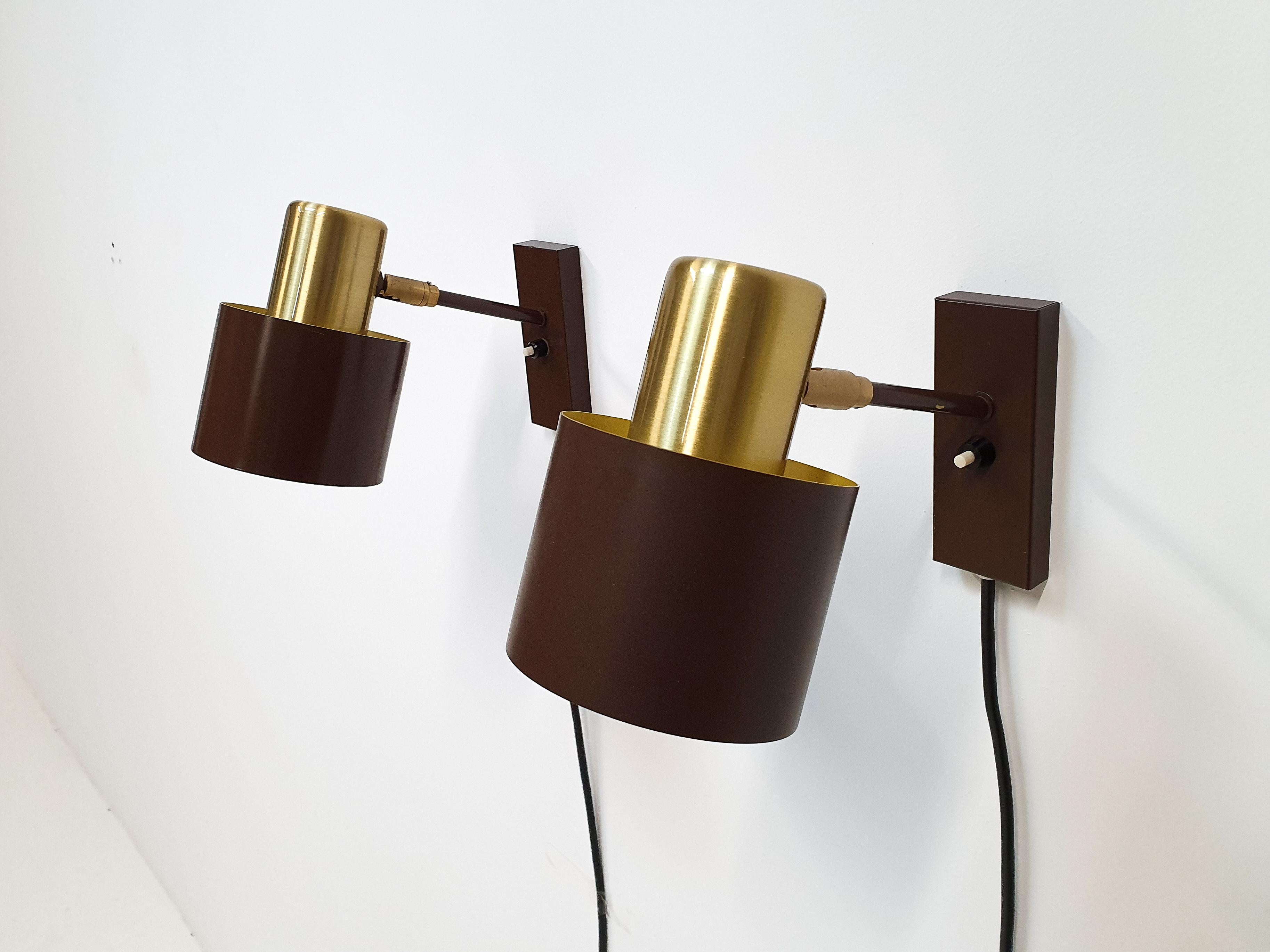 Pair of Brass 'Alfa' Wall Sconces by Jo Hammerborg for Fog & Mørup, 1966 2