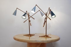 Pair of Brass and Enamel "Triennale" Table Lamps