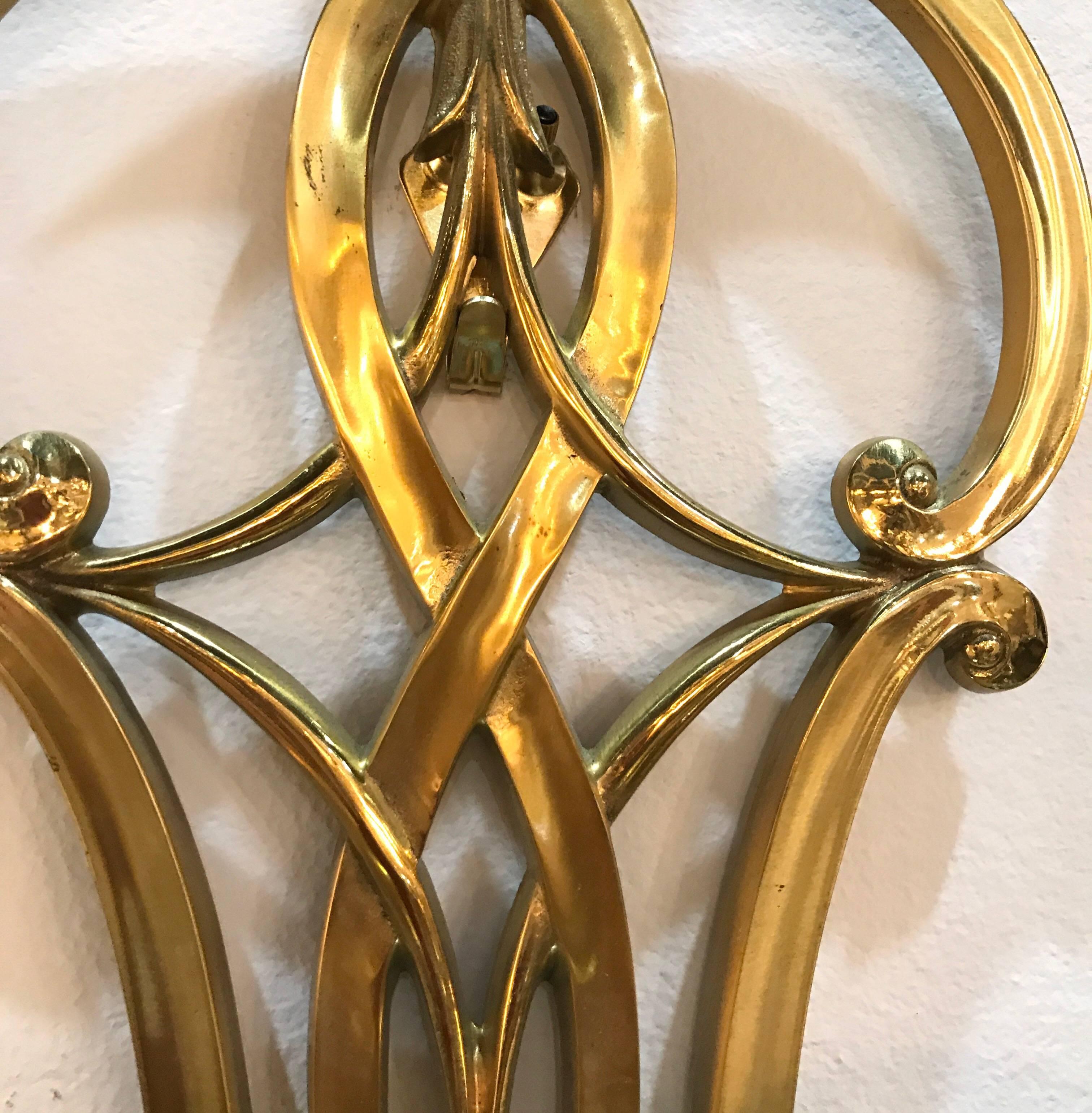 Plated Fabulous Pair of Brass and Nickel 2 light Wall Sconces