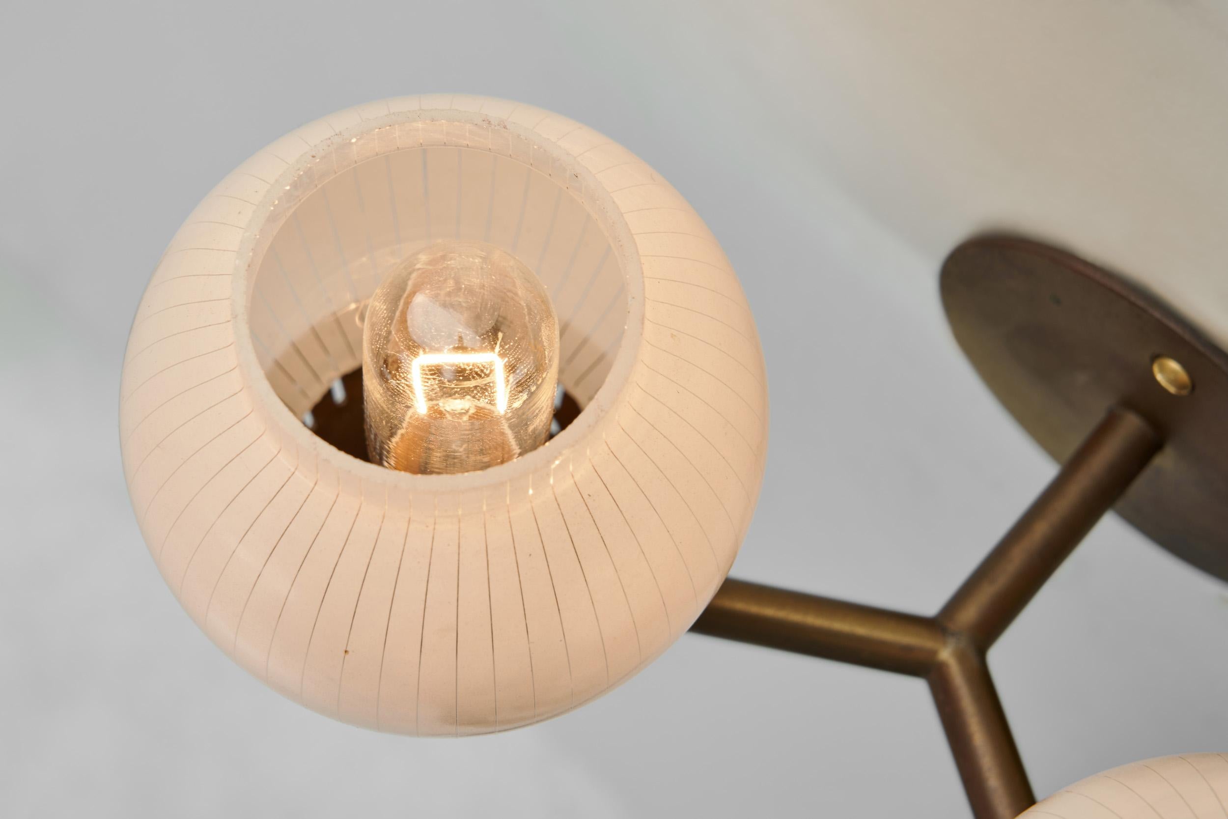 A Pair of Brass and Opal Glass Wall Lamps, Scandinavia ca 1960s 4