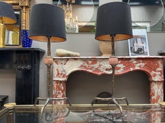 Pair of Brass and Quartz Organic Table Lamps