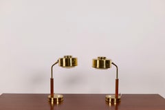 Ein Paar Tischlampen aus Messing und Teakholz von BJS SKELLEFTEÅ, Schweden, 1960er Jahre
