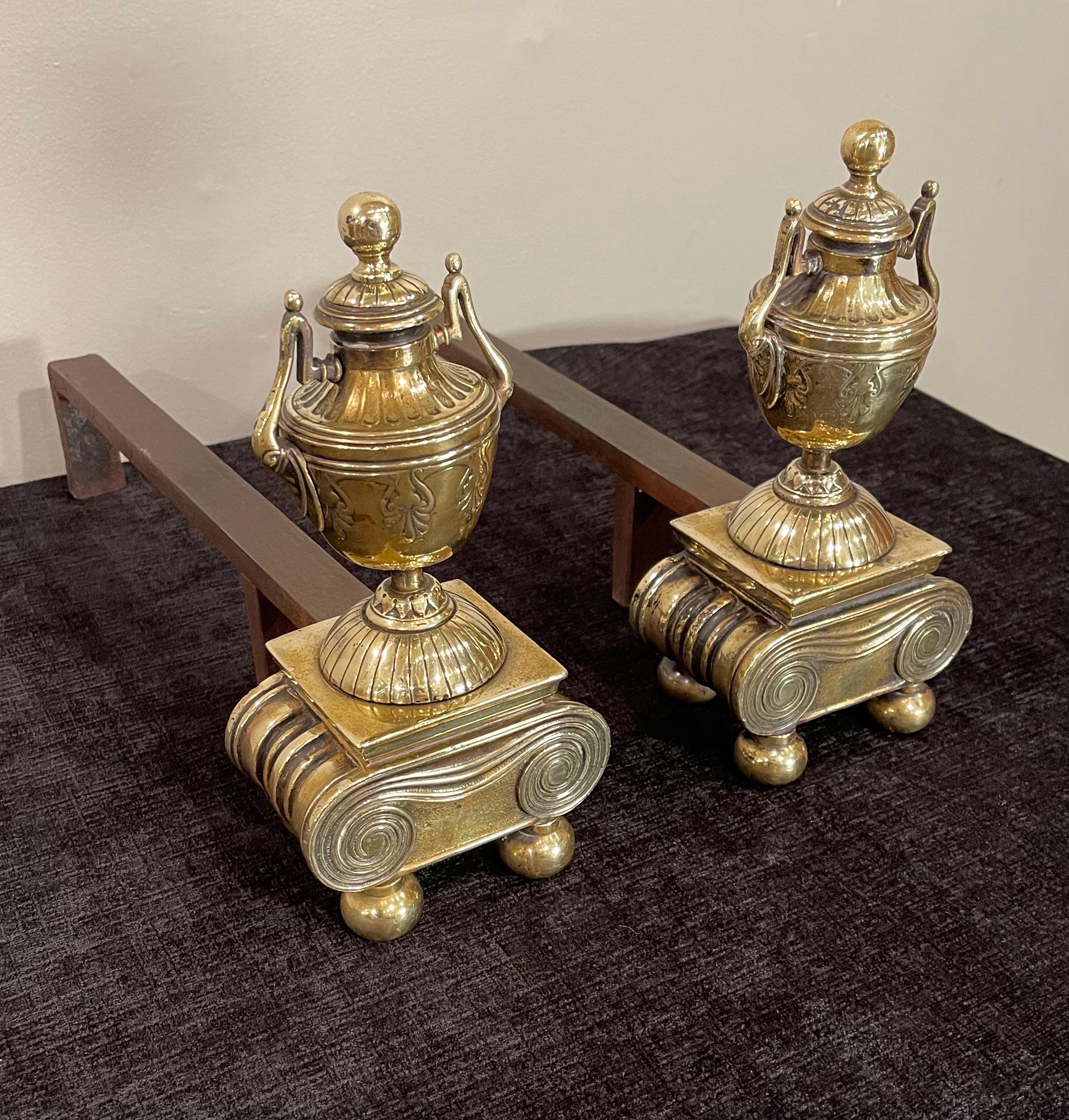 Pair of Brass Andirons, of Diminutive Proportions For Sale 5