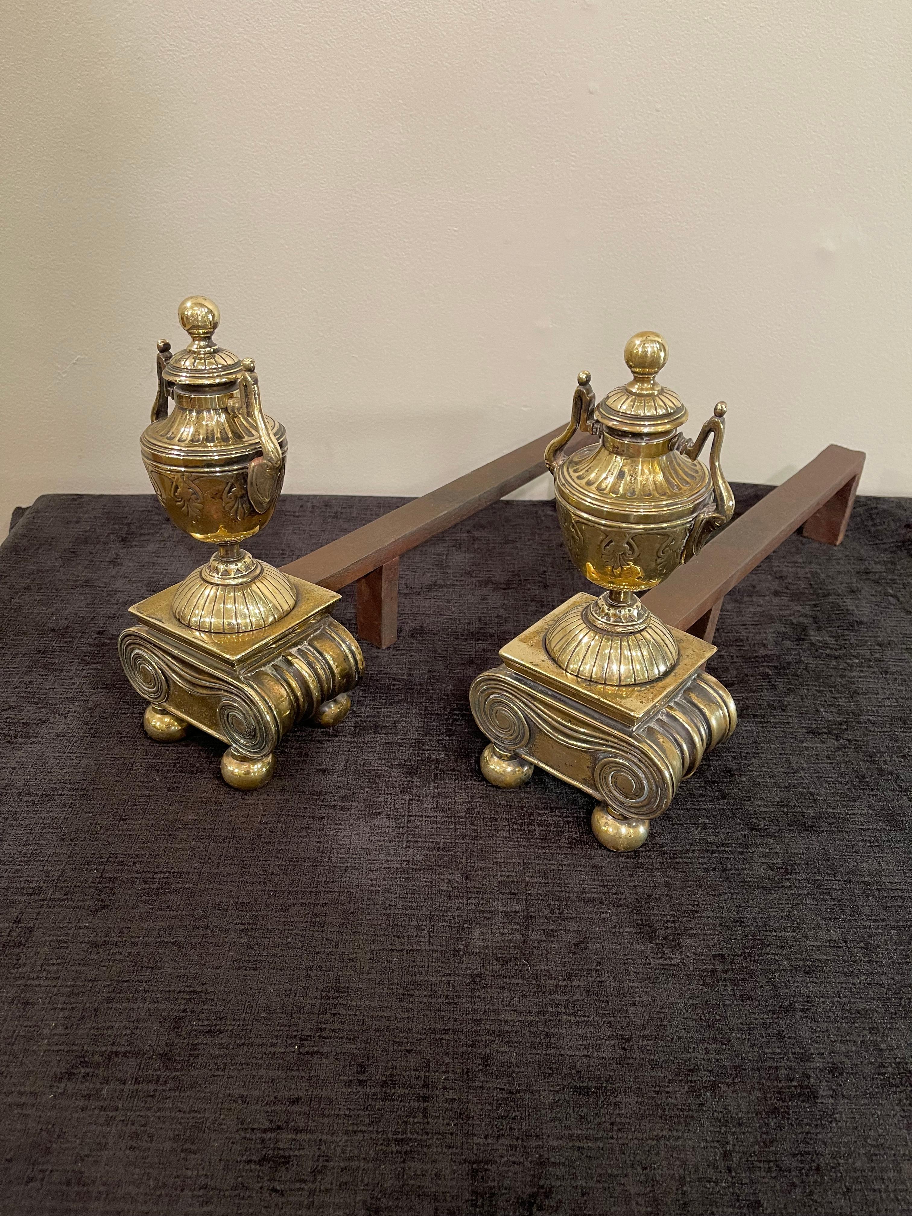 Pair of Brass Andirons, of Diminutive Proportions For Sale 6