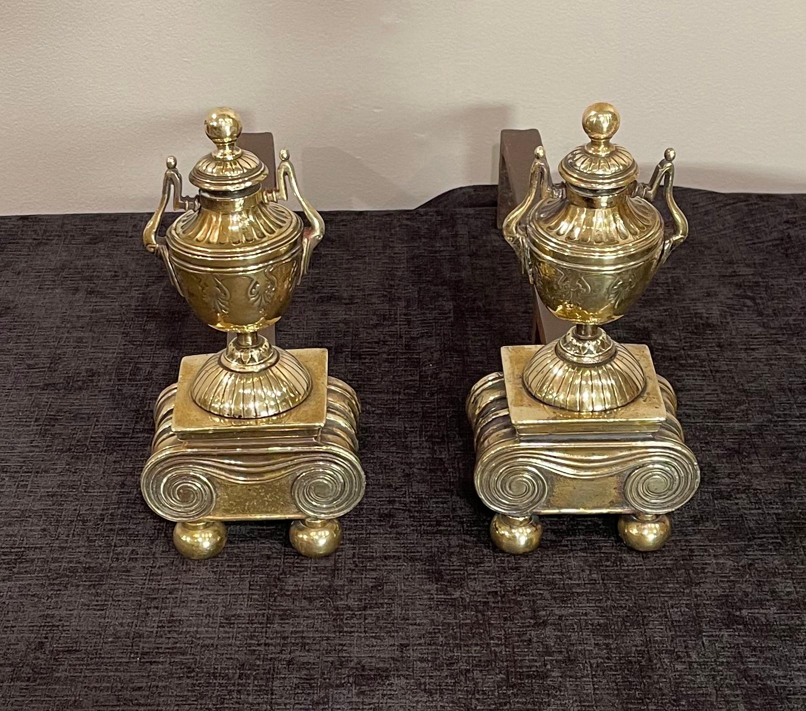 Pair of Brass Andirons, of Diminutive Proportions For Sale 7