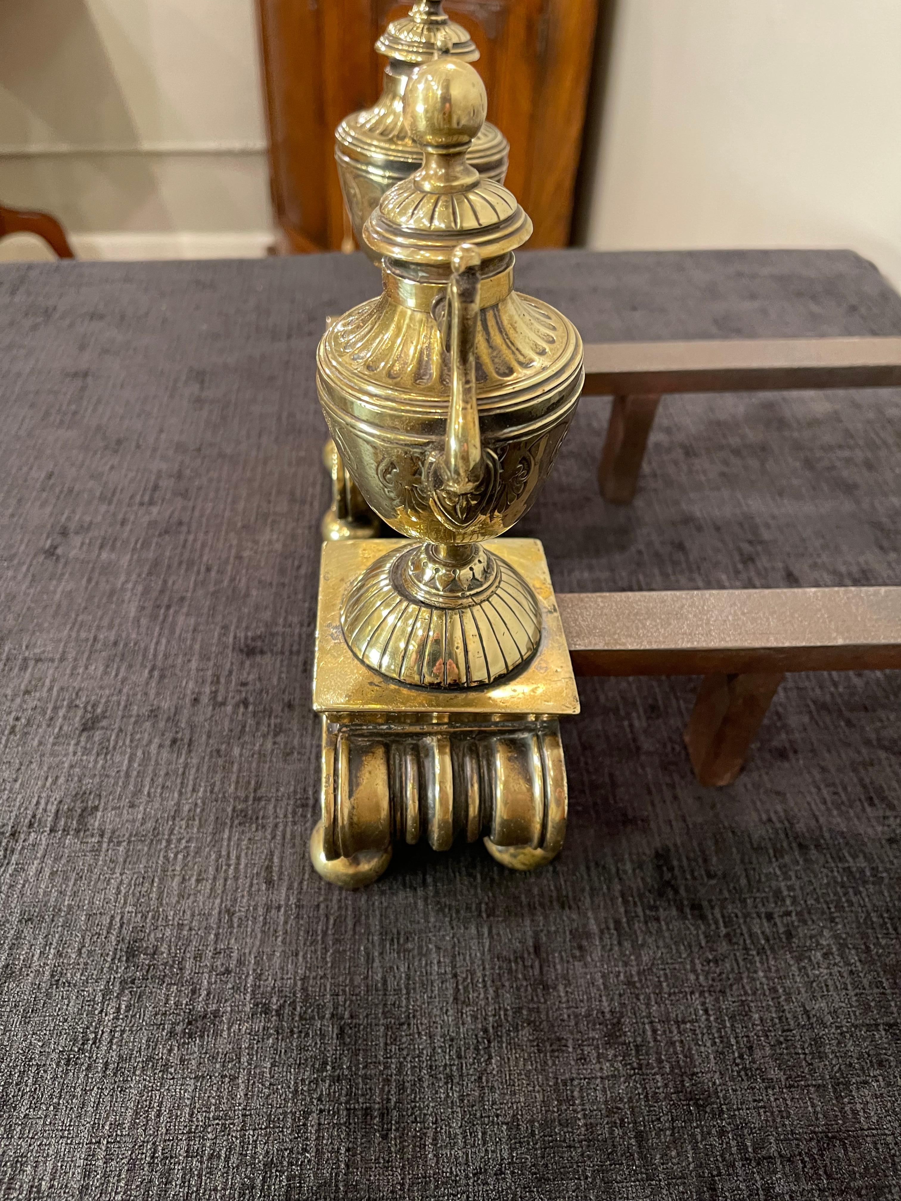 Pair of Brass Andirons, of Diminutive Proportions For Sale 1