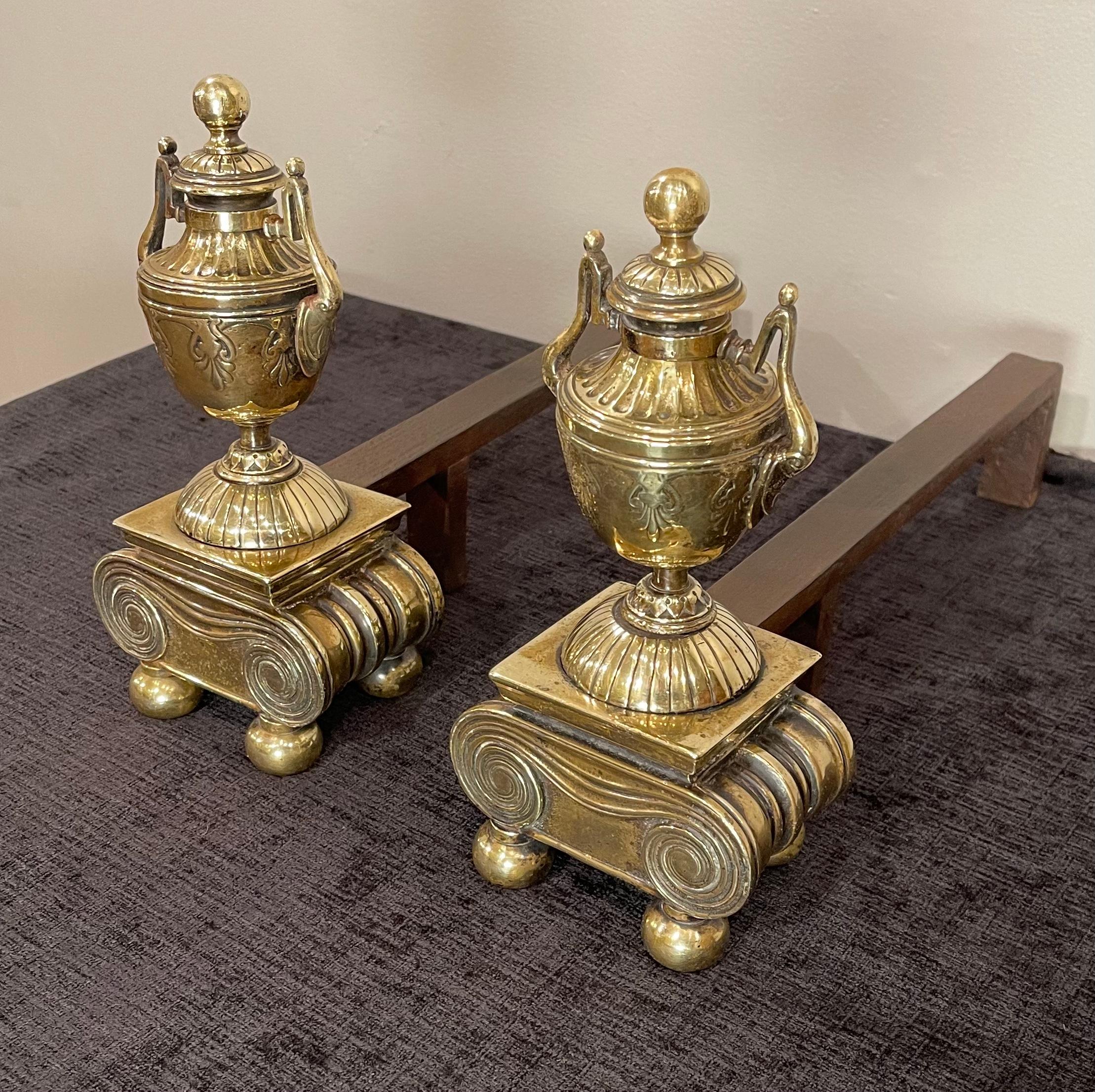 Pair of Brass Andirons, of Diminutive Proportions For Sale 2