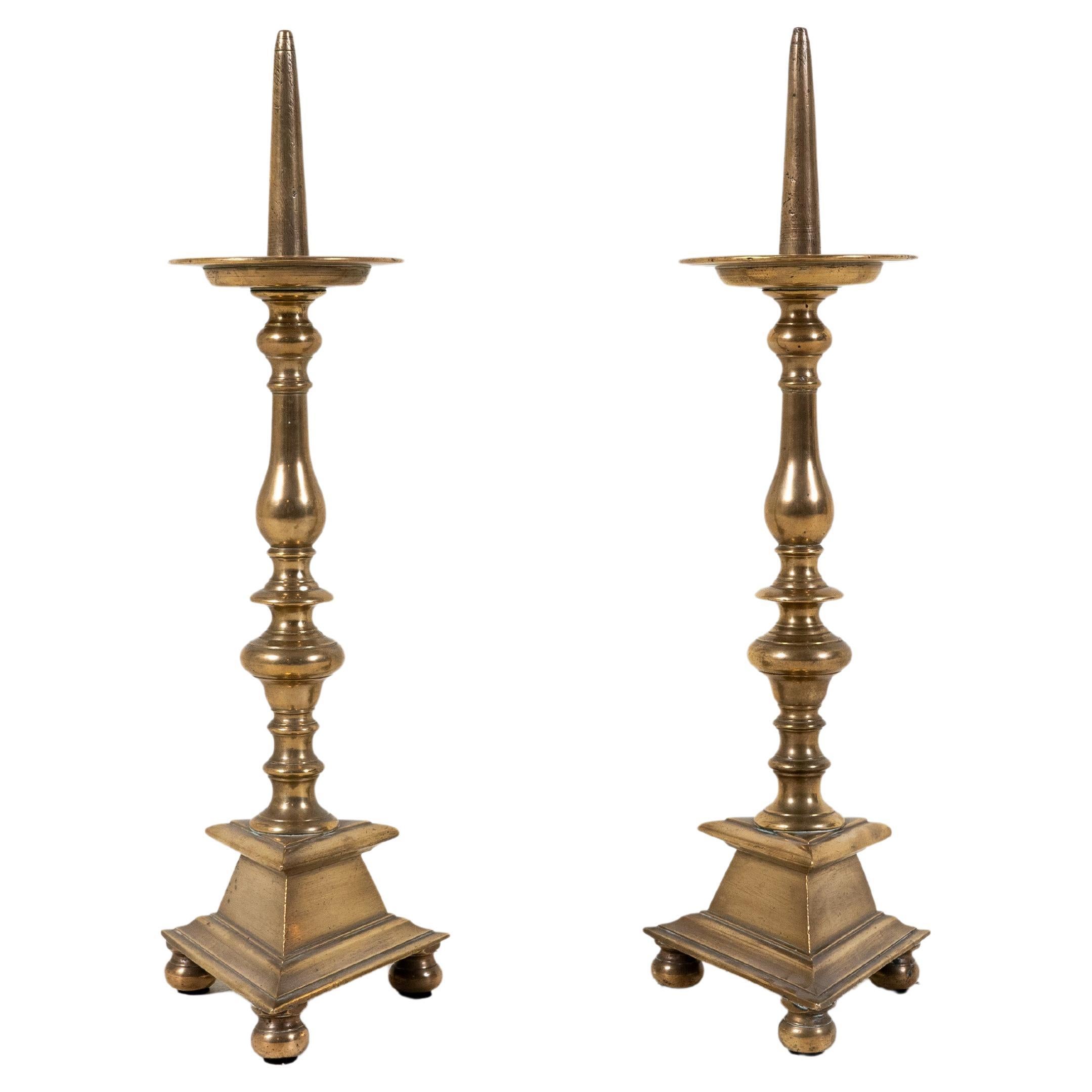 A Pair of Brass Candle Holders, France c.1900 For Sale